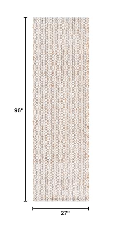 SAFAVIEH Natural Fiber Collection Area Rug - 2'3" x 8' Runner, Natural & Blue, Handmade Jute & Wool, Ideal for Living Room, Hallway, Foyer, Entryway, Bedroom (NFB225N) - color: Natural/Blue, size: 2'3" x 8' (Runner)