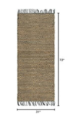 Unique Loom Braided Jute Collection Area Rug - Assam (2' 7" x 6' 1" Runner, Black/ Natural) - color: Black/Natural, size: 2'7" x 6'1" (Runner)