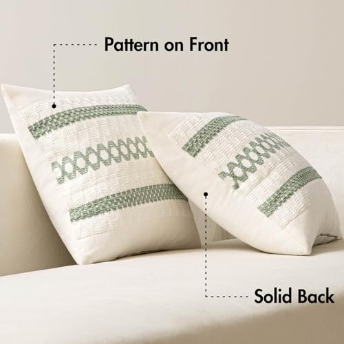 MIULEE Set of 2 Sage Green Boho Decorative Pillow Covers 16x16 Inch Farmhouse Rustic Couch Throw Pillows Modern Cotton Cushion Covers Retro Cute Macrame Woven Spring Home Decor for Bed Sofa Chair - color: Sage Green, size: 16" x 16" (Pack of 2)