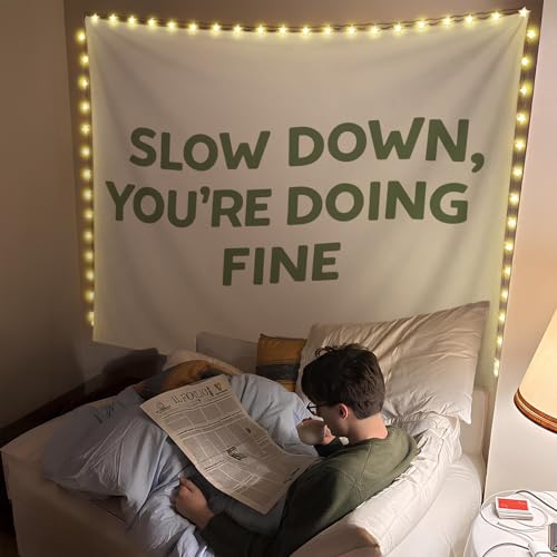 SkyCozy Inspirational Positive Affirmations Wall Tapestry, Slow Down You're Doing Fine Motivational Minimalist Tapestry for Home Bedroom Living Room Office Classroom Wall Decor, 50x60 Inch - color: 04-Slow Down You're Doing Fine Tapestry