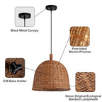 Rattan Pendant Light 13.8" Hand Weaving Wicker Dining Room Light 3-Light Boho Bracket Hanging Chandelier Fixture for Living Room Bedroom Kitchen Island Entry Hallway Farmhouse - color: Brown-13.81IN