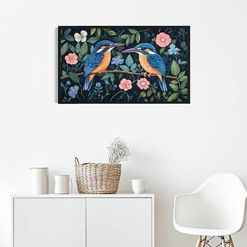 Kingfishers William Morris Wall Art Poster Prints, Vintage Flowers Tapestry, Floral Decor for Living Room, Bedroom, Office, Bathroom AA12 (Kingfishers, 24 x 48 inches (1 Panel), Unframed) - color: Kingfishers, size: 24 x 48 inches (1 Panel)