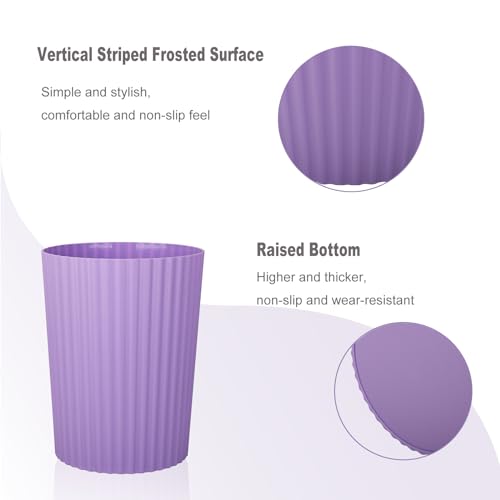JiatuA Small Trash Can Plastic Wastebasket Round Garbage Container Bin for Bathroom, Kitchen, Bedroom, Home Office, College Dorm, Taro Purple - color: Taro Purple, size: 1.8 Gallons
