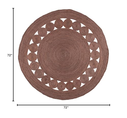 SAFAVIEH Area Rug 6' Round - Natural Fiber Collection - Brown, Handmade Jute, Boho Farmhouse Braided Design (NF364T) - color: Brown, size: 6' (Round)