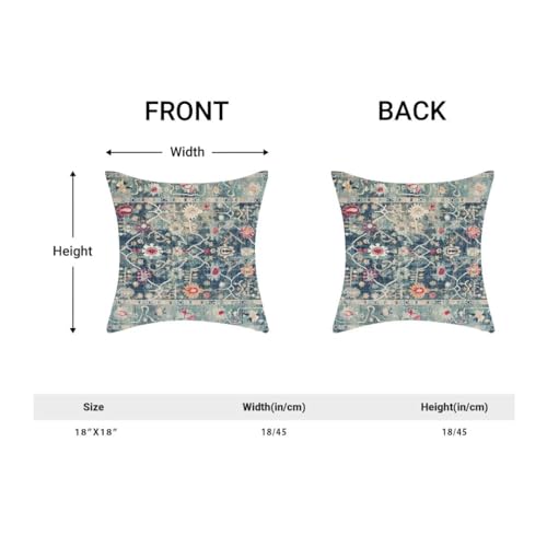 AEIOAE Boho Pillow Covers 18x18 Set of 2 Blue Vintage Retro Decorative Throw Pillow Outdoor Linen Square Farmhouse Decor Cushion Cover for Home Couch Sofa - color: Blue Boho, size: 18" x 18" (Pack of 1)