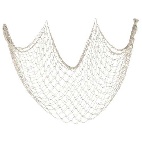 ZUEXT Beige Decorative Fishing Net 5x10 ft, Large Picture Fish Net 3mm Thick, Wall Photo Hanging Fishnet Table Runner for Nautical Mermaid Pirate Ocean Themed Hawaii Beach Under the Sea Party Decorations - color: Beige White, size: 5 ft x 10 ft - 1 Pack