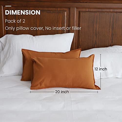 Simple&Opulence Linen Lumbar Pillow Covers 12x20 Inch Set of 2 Flax Cotton Blend Rectangular Decorative Throw Cushion Cover for Couch Sofa Bedroom Office Soft Breathable Farmhouse - Rust - color: Rust, size: 12"x20"