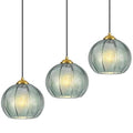 Mikeru 3-Pack Mint Glass Pendant Lights Kitchen Island Lighting Single Globe Pendant Light Fixtures Century Modern Kitchen Island Pendant Lighting for Bedroom Living Dining Room Light (Without Bulbs) - color: Mint-1 Light-3PC