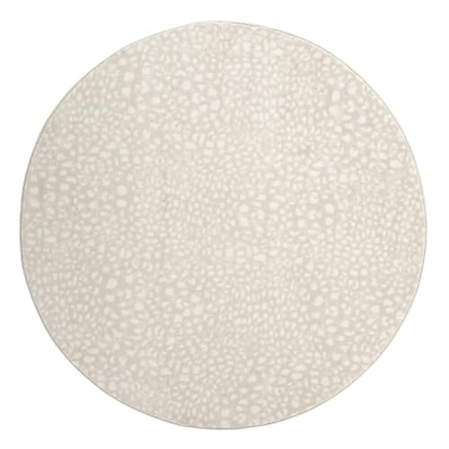 Abani Cream Cheetah Print Area Rug Rugs, Arto Collection - Contemporary Durable Accent Rug (6' Round) - color: Beige/Ivory, size: 6' (Round)