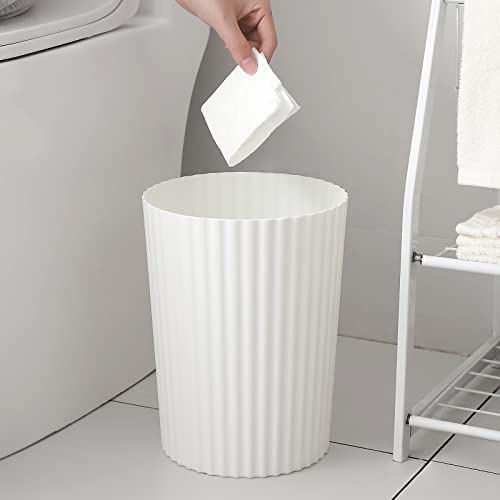 JiatuA Small Trash Can Plastic Wastebasket Round Garbage Container Bin for Bathroom, Kitchen, Bedroom, Home Office, College Dorm, White - color: White, size: 1.8 Gallons