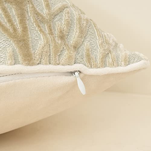 Yangest Beige Twigs Throw Pillow Cover Branches Velvet Cushion Case Neutral Pillowcase for Sofa Couch Bedroom Living Room Home Decor,18x18 Inch - color: Beige, size: 18" x 18" (Pack of 1)