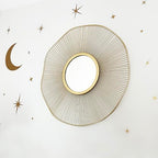 Gold Round Mirror 31 Inch with Sunburst Design - Large Circle Brass for Bathroom, Bedroom, Living Room, Hallway Decor, Hanging Big Golden Circular Mirror