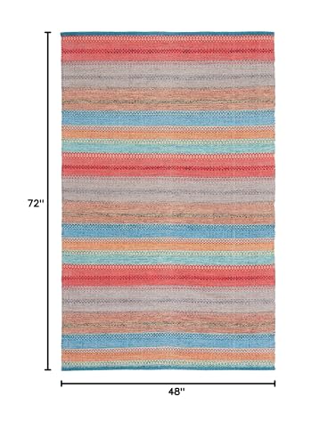 SAFAVIEH Montauk Collection Accent Rug - 4' x 6', Blue & Grey, Handmade Flat Weave Boho Stripe Cotton, Ideal for High Traffic Areas in Entryway, Living Room, Bedroom (MTK851F) - color: Blue/Grey, size: 4' x 6' (Rectangular)