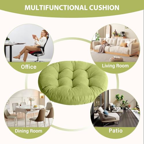 Tiita Outdoor Cushions Square Floor Pillow Thicken Tufted Seat Pad Large Floor Cushion for Yoga Meditation Living Room - color: Round|green, size: 1 Count (Pack of 1)