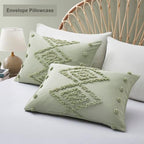 Oli Anderson Tufted Duvet Cover King Size, Soft and Lightweight Duvet Covers Set for All Seasons, 3 Pieces Boho Embroidery Shabby Chic Bedding Set (Mist Sage, King, 104"x90") - color: Mist Sage, size: King(104"×90")