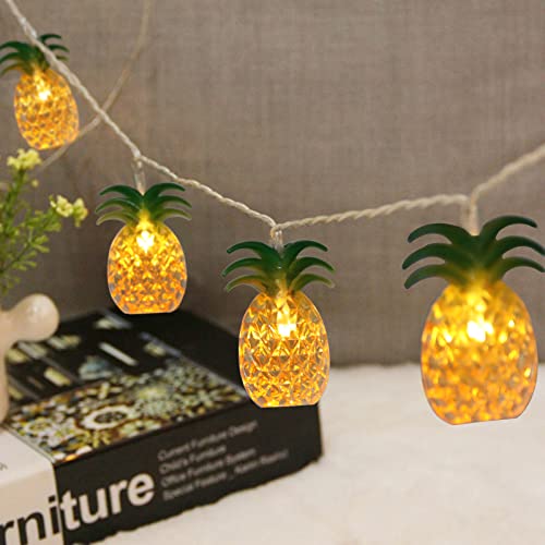 Vigdur 2 Packs Pineapple String Lights - Battery Operated with 20LED Fun Patio Lights for Party Bedroom Home Birthday Indoor Outdoor Hawaiian Tropical Tiki Gifts Decor,13Ft - color: Pineapple Lights