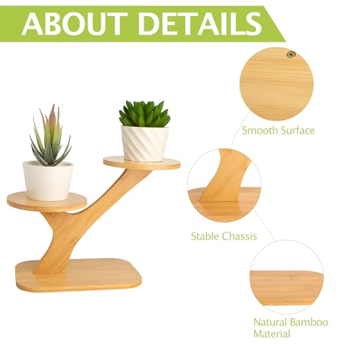 XXXFLOWER Wood Plant Stand for Indoor,Small Desktop Plant Stand,3 Tier Succulent Windowsill Shelf Holders for Balcony Home Office Garden Patio Gift（Pots NOT Included）