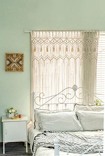 Mkono Macrame Curtain Large Boho Woven Wall Hanging Window Curtains Handmade Bohemian Decor for Window Doorway Closet Wedding Backdrop Arch Bedroom Living Room Apartment, 51''Wide x 70''Long - size: 51"W x 70"L