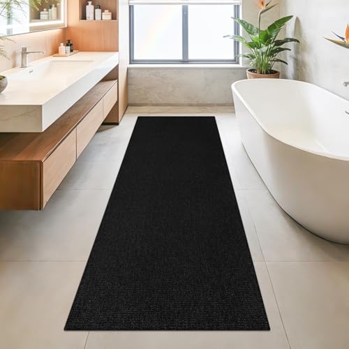 Boho Woven Runner Rug 2x6 Ft Washable Runners for Hallways Cotton Non Slip Rubber Backed Kitchen Runner Braided Indoor Floor Carpet Area Rug for Entryway Hallway Kitchen Bedroom(Black) - color: Black/Dark Grey, size: 2x6