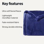 Amazon Basics Throw Blanket, Ultra-Soft Flannel Fleece Microfiber, Cozy for Couch Sofa Bedroom, Fade-Resistant, 50 x 60 Inches, Navy - color: Navy, size: 50 x 60 inches