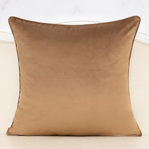 Alerfa Brown Floral Throw Pillow Cover 18 x 18 Inch Cut Velvet Sqaure Luxury Decorative Pillow Cover for Couch Living Room Bedroom - color: Brown, size: 18" x 18" (Pack of 1)