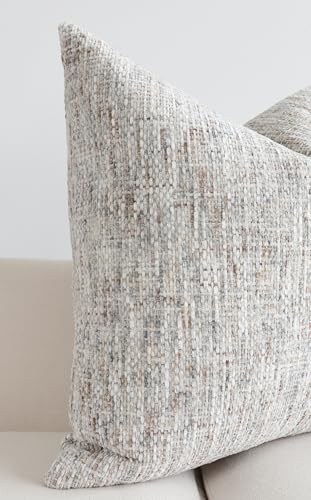Textured Neutral Throw Pillow Covers 18x18 Inch Set of 2 Soft Woven Chenille Accent Boho Farmhouse Decorative Couch Pillow Covers for Modern Home Decor Bed Sofa Living Room - size: 18" x 18" (Pack of 2)
