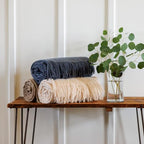 Fishers Finery 100% Pure Cashmere Fringe Throw, 445 GSM Weight, with Gift Box (Sand) - color: Warm Sand