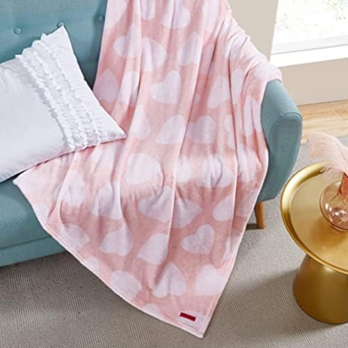 Betsey Johnson - Throw Blanket, Buttery-Soft Throw Blanket for Couch or Bed, Boldly Plush & Oversized Bedding (Dotted Heart Pink, 50" x 70") - color: Dotted Heart Pink