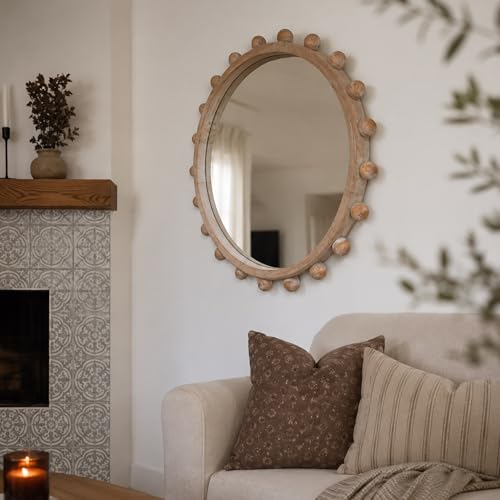Rutledge & King Wall Mirror - Rustic Round Mirror - Decorative Circle Mirrors for Bathrooms, Living Rooms, and Bedrooms (1 Pack, Drayton - Extra Large) - color: Drayton - Extra Large
