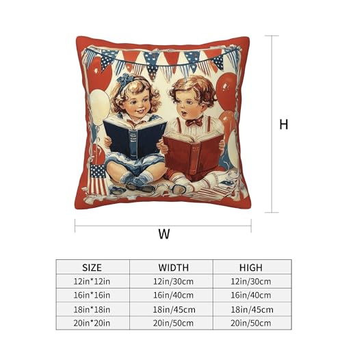 4th of July Patriotic Vintage Throw Pillow Covers 18 X 18 Inch Set of 4 Decorative Cushion Cover Home Decor for Sofa Chair Couch Bedroom Living Room - color: Patriotic