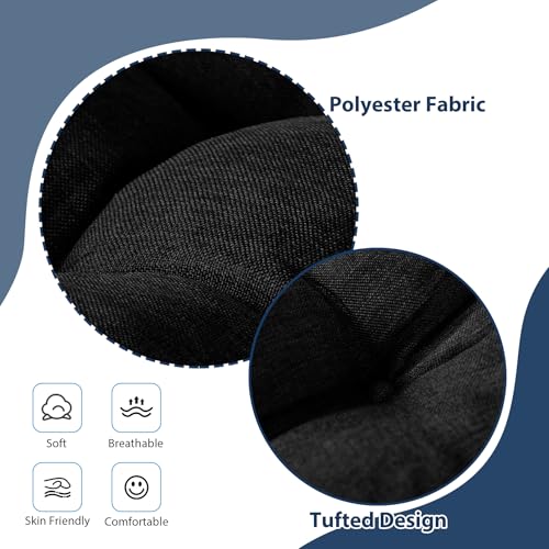 IASEAHK Chair Cushions for Dining Chairs, Seat Cushions for Kitchen Chairs, Indoor Seat Cushions with Ties, Tufted Foam Chair Pads, Non Slip Chair Cushions Set of 4, 15.5" x 15.5" x 4", Black - color: Black, size: Pack of 4