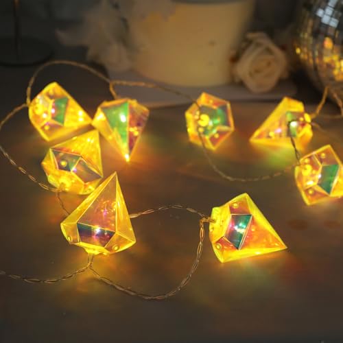 Vigdur 10FT Lantern String Lights, 20 LEDs Decorative Sting Lights Indoor Battery Operated with 8 Modes & Remote, Timer, Indoor Outdoor Light for Bedroom Party Home Decor - color: Diamond Styke