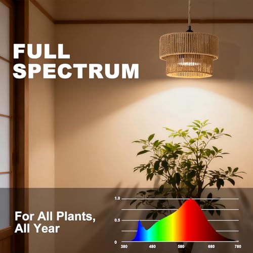 Hanging Grow Light, 30W LED Lamp with Timer for Indoor Plants | 4000K LED plant lamp with 15 ft cord, outlet timer, and boho paper rope shade for succulents, herbs, and low-light rooms. - color: Tiered