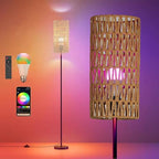 Ruiever Smart Floor Lamp for Living Room,Gaming - Remote, Timer Floor lamp with Remote, APP Control & RGB Standing lamp with Hand-Worked Rattan Shade Bluetooth Bulb Included (Bluetooth Bulb) - style: Bluetooth Bulb