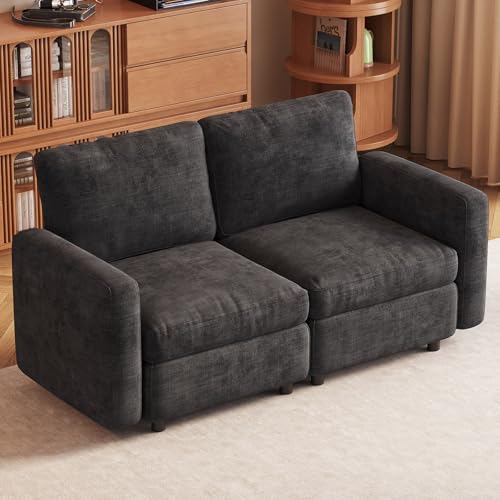 Guyii 2 Seats Sectional Sofa Comfy Loveseat Upholstery Couch Dark Gray Color for Living Room Apartment Bedroom - color: Dark Gray, size: 2 seater
