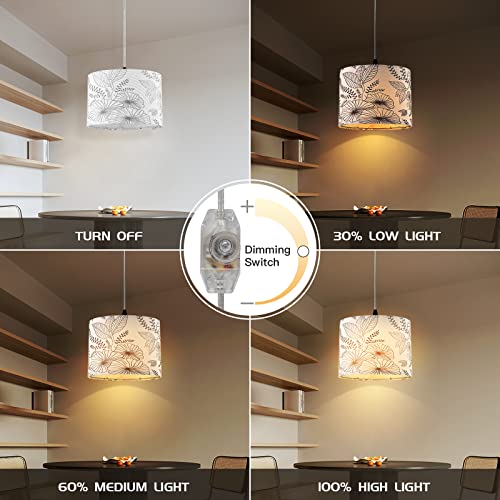 CINSARY Plug in Pendant Light, Hanging Light with Plug in Cord with Dimmable Switch, Hanging Lamp with 15 ft Clear Cord, Pendant Lights Fixture for Bedroom Kitchen Island (Bulb Included) - color: Flower
