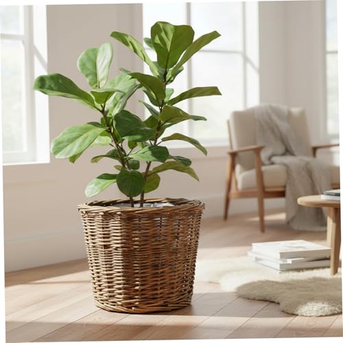 Handwoven Wicker Planter Basket with Liner - Natural Brown Rattan Plant Pot for Indoor Plants, Decorative Flower Pot Cover 7.9x6.3 Inch. - color: Style 1