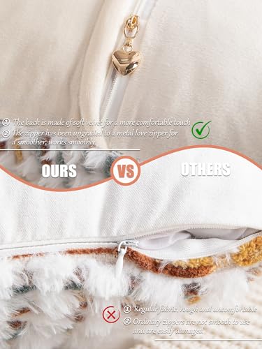 Decorative Boho Lumbar Pillow Covers 1 Pack 14x36 Inch Farmhouse Tufted Long Accent Body Pillow Covers for Bed, Neutral Fluffy Boho Throw Pillowcase for Couch Bedroom, Home Décor, Brown White - color: Brown, size: 36" x 14" (Pack of 1)