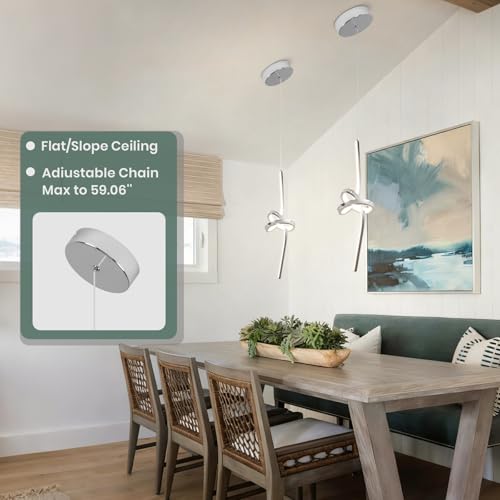 ADISUN Modern LED Pendant Light, Spiral Pendant Lights Kitchen Island, 4500K Neutral Light, Adjustable Height, Pendant Light Fixtures for Living Room Bedroom Hanging Light(Chrome) - color: Chrome-Neutral