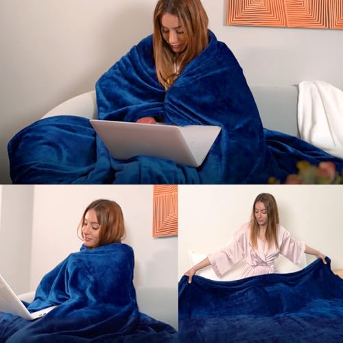 JIAHANNHA Classic Blue Fleece Throw Blanket for Couch Sofa, 50 by 60 Inches | Throw Size Super Soft Cozy Plush Blanket for Couch Sofa Bed,Lightweight Warm Bed Blankets for Adults,All Season - color: Classic Blue, size: Throw(50"×60")