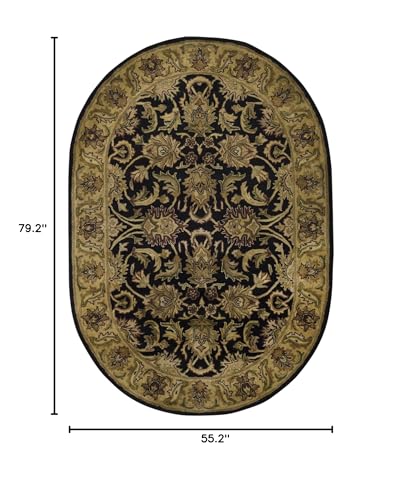 SAFAVIEH Classic Collection 4'6" x 6'6" Oval Black / Gold CL252A Handmade Traditional Oriental Premium Wool Area Rug - size: 4'6" x 6'6" (Oval)