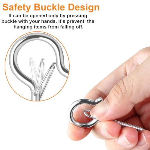 FSAH 36 PCS Q-Hanger Hooks, Screw Hooks for Outdoor String Lights, Safety Buckle Design Cup Eye Hook for Hanging Christmas Lights, Plants, Mounted on Wall Ceiling, Include 1 Wing Nut Driver, Silver - color: Silver, size: 36 Pcs