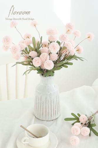 Floroom 5pcs Blush Faux Silk Mums Artificial Flowers, Bulk Fake Small Mini Chrysanthemums with Stems for DIY Pink Wedding Centerpieces Floral Arrangements Vase Fillers Home Decorations - color: Blush, size: 5pcs