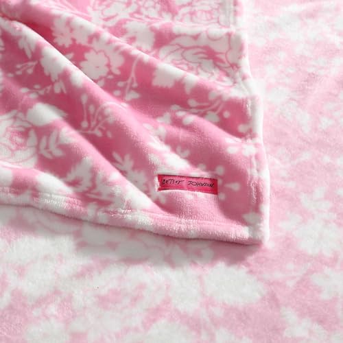 Betsey Johnson - Blanket, Buttery-Soft Throw Blanket for Couch or Bed, Boldly Plush & Oversized Bedding (Cottage Floral Pink, 50" x 70") - color: Cottage Floral