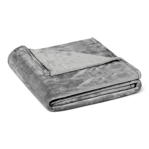 Amazon Basics Soft Fleece Throw Blanket, Ultra-Soft Flannel Fleece Microfiber, Warm Cozy for Couch Sofa Bedroom, Fade-Resistant, 50 x 60 Inches, Gray - color: Dark Grey, size: 50 x 60 inches