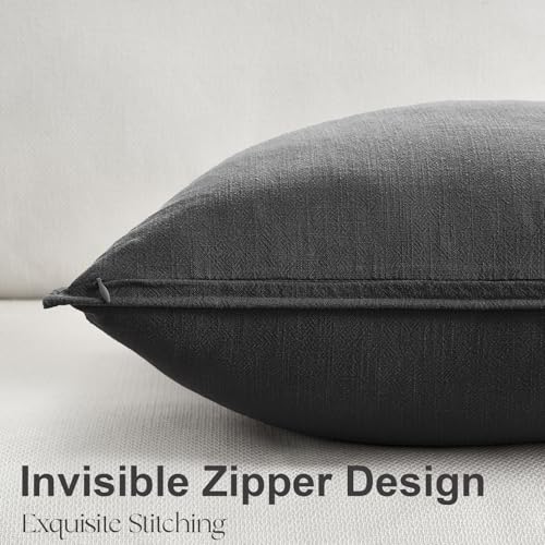 Couch Pillows Set of 4 Soft Linen Solid Lumbar Boho Cushion Cases with Flange Edge Design Mulit-Colour Pillow Covers Home Decor for Bed Balcony and Car Neutral Grey 12x20 Inch - color: Neutral Grey, size: 20" x 12" (Pack of 4)