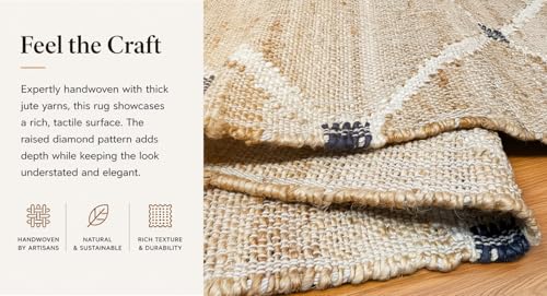 Jute Runner Rug 2.5'x8, Hand Woven Area Rug - Handcrafted Premium Geometric Design, Indoor Natural Fiber Hallway Jute Rug - Rustic Farmhouse Carpet for Kitchen, Entryway, Hallway, Bedroom - Natural - size: 2.5' x 8' (﻿Rectangular)