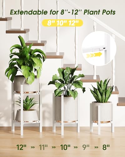 3 Pack Plant Stand Indoor Adjustable, Metal Modern Indoor Plant Stand, Heavy Duty Single Plant Stands Outdoor Corner, Stable Plant Holder Indoor Stand, Fits 8 to 12 Inches Pots, White - color: White, size: 3 Pack
