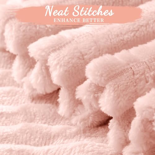 Buryeah 12 Pcs Flannel Throw Blanket Bulk 50 x 60 in Sleepover Blanket Outdoor Wedding Throw Lightweight, Oeko-tex Standard 100 Certified for Sofa Homeless Gifts (Pastel Pink) - color: Pastel Pink