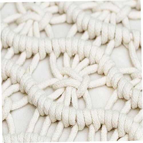 Hand Woven Pillowcase Round Shape Pillow Cover with Tassel Macrame for Bed Couch Car Home Decor Cream, Macrame Pillow Cover